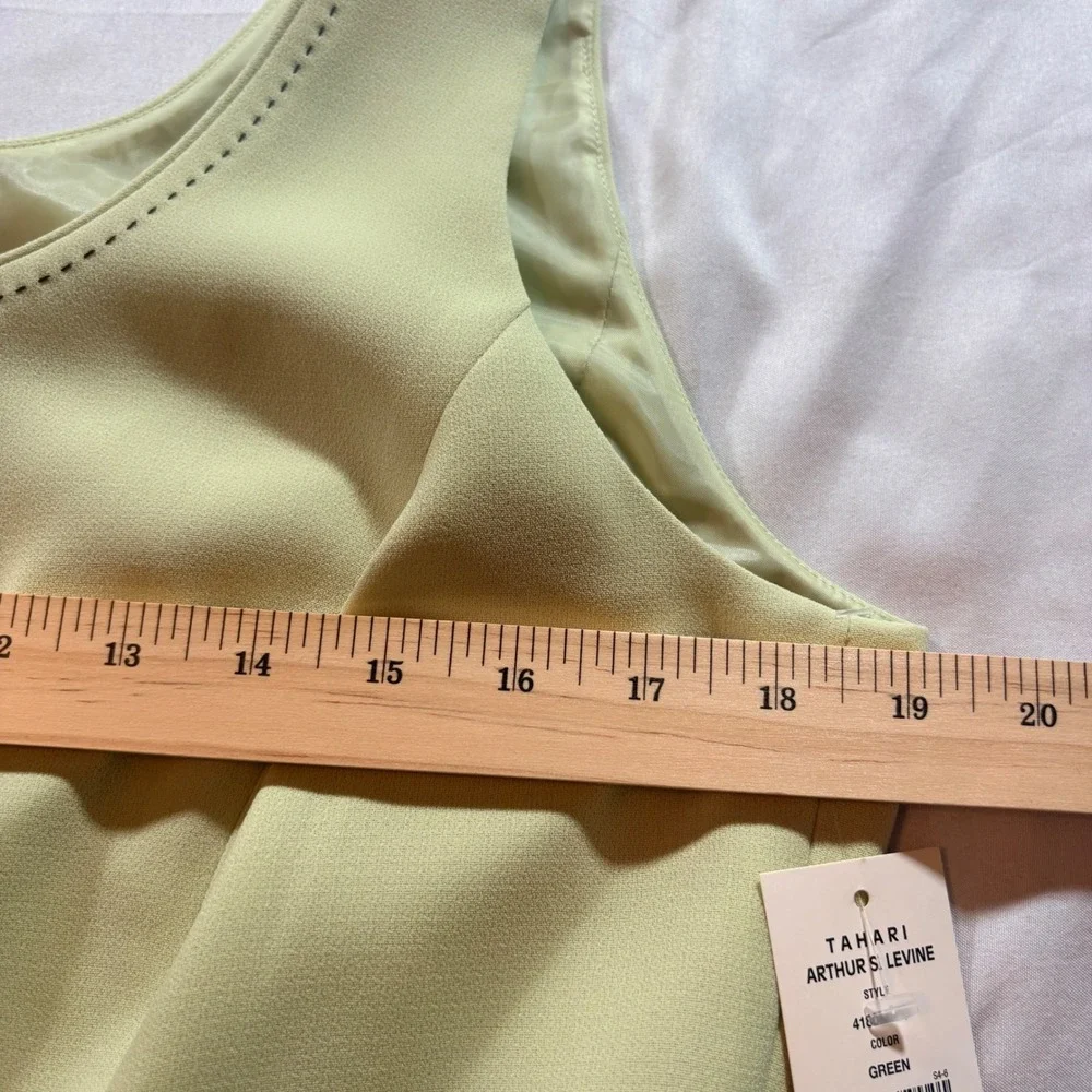 Tahari Arthur S Levine Blazer Shell Set Womens 12 Sage Green Pick Stitch Suit